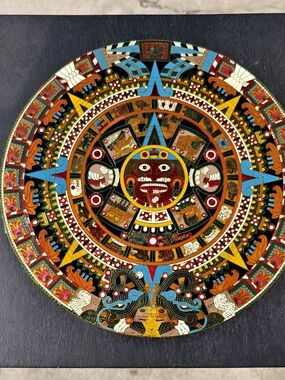 Colorful Aztec Calendar Wall Plaque